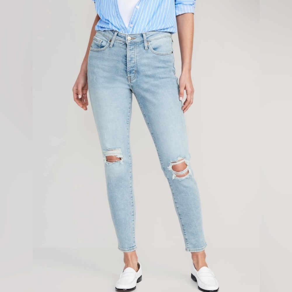 High-Waisted OG Straight Ripped Ankle Jeans